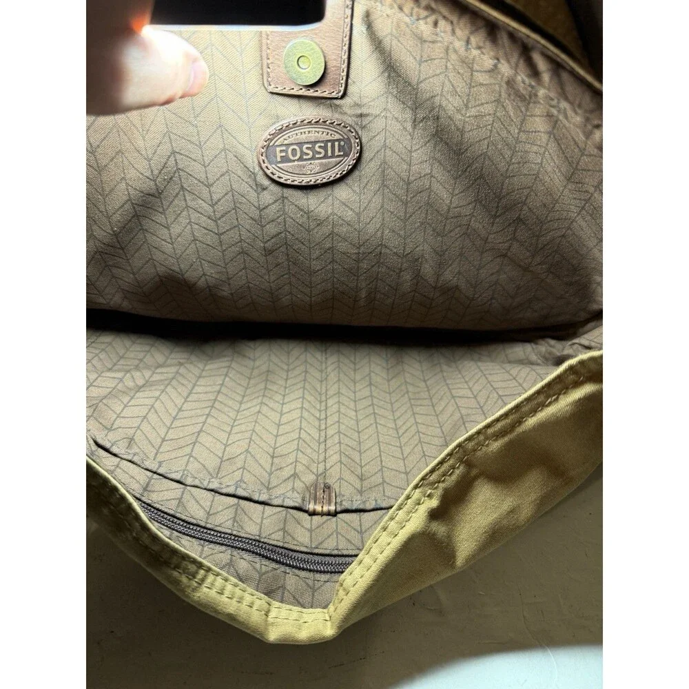 Fossil Brown Leather Messenger Bag Commuter Laptop Briefcase Dallas Cowboys